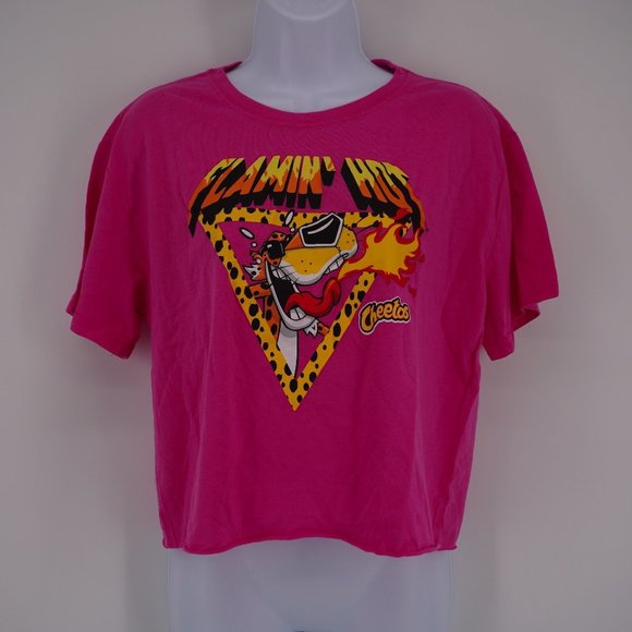 Cheetos Tops - Cheetos NWT Women's Pink Flamin' Hot Graphic Short Sleeve Cropped T-Shirt 2XL